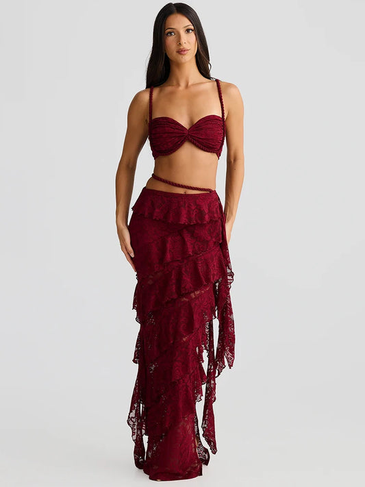 Summer Lace Two Piece Sets Strapless