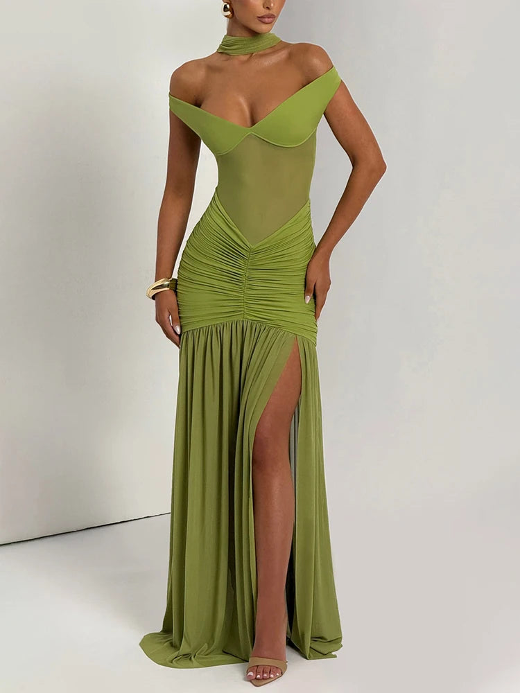 Off-shoulder Backless Maxi Dress Gown Halter