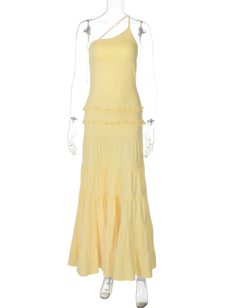 One Shoulder Backless Maxi Dress Gown