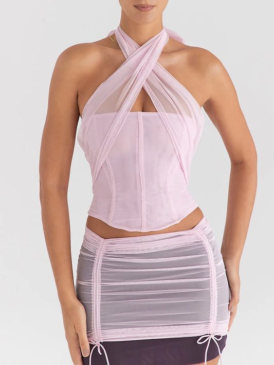 Halter Sleeveless Skinny Crop Spring Summer