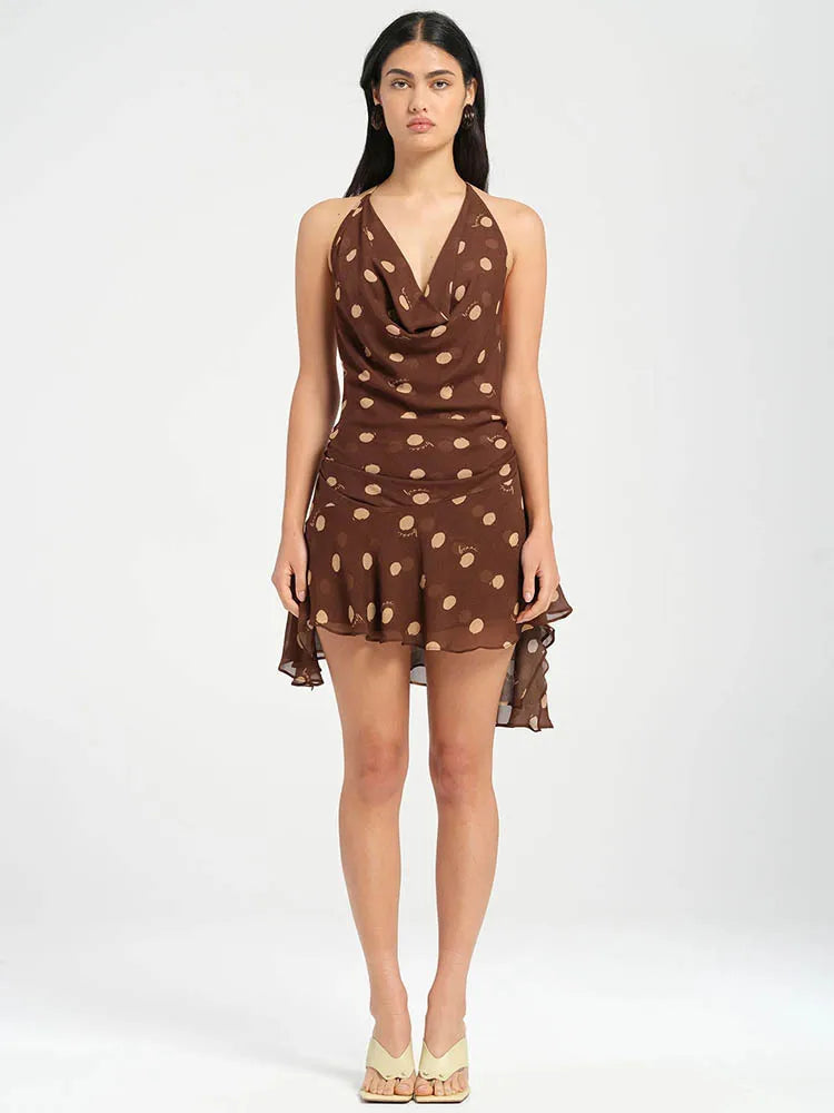 Polka Dot Halter Sex Mini Dress