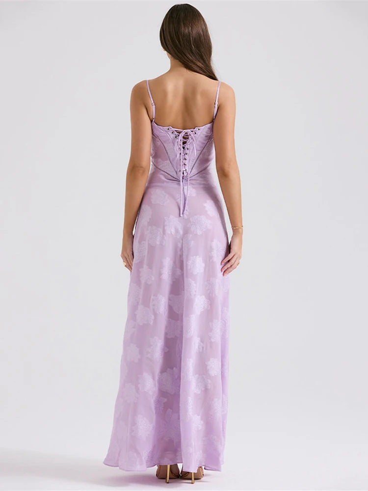 Print Backless Maxi Dress For Spaghetti