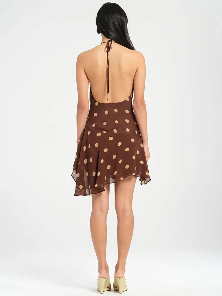 Polka Dot Halter Sex Mini Dress