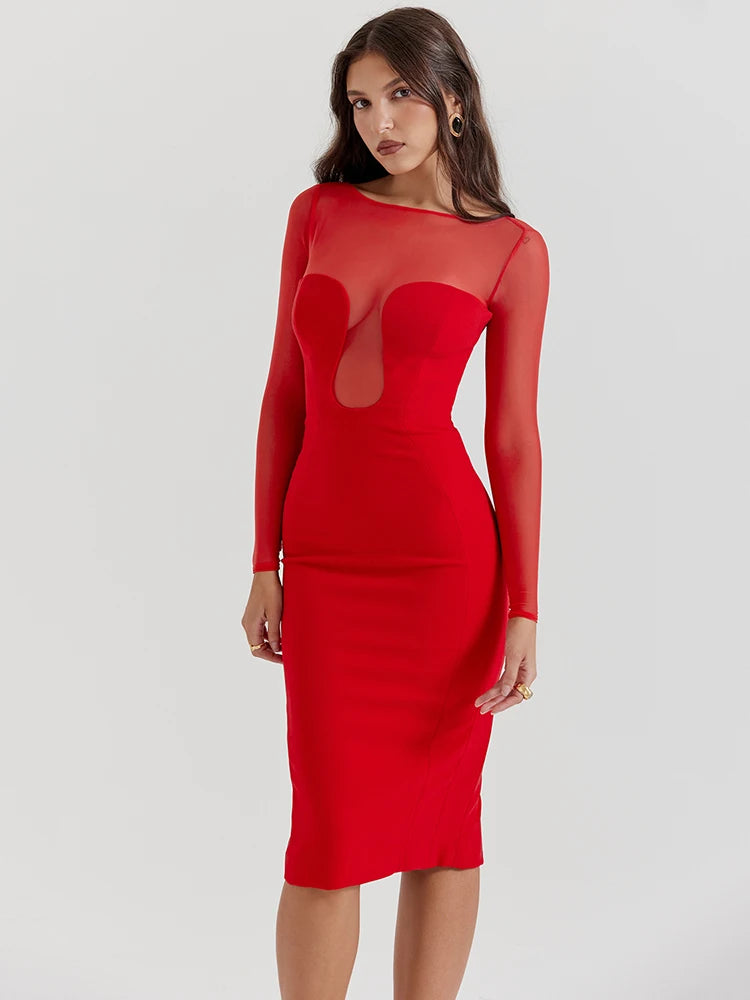 Strapless Midi Dress For Sheer Long