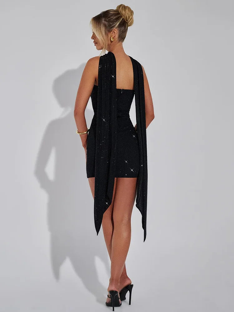 Sequins Backless Mini Dress For Robe