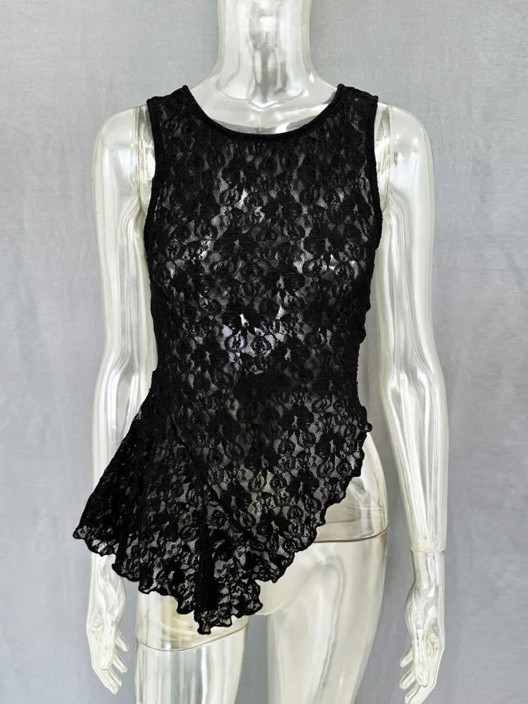Summer Lace Top O Neck See