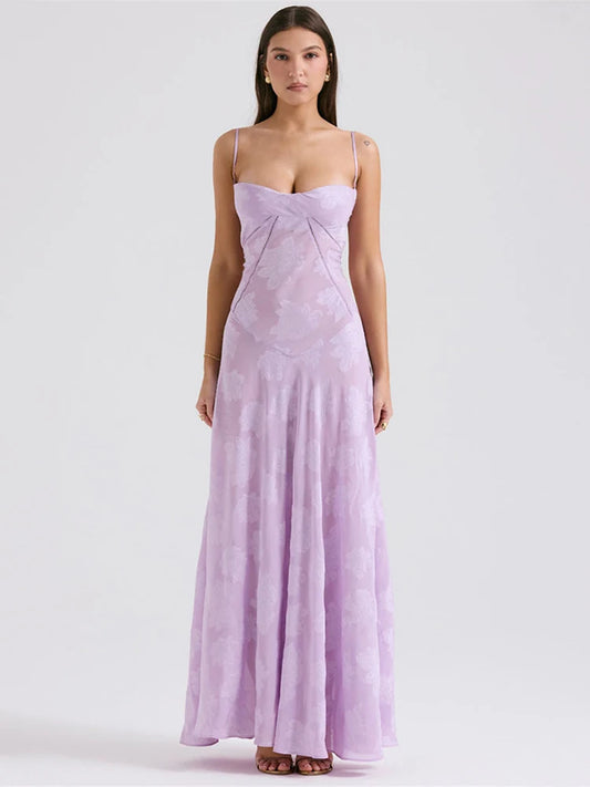 Print Backless Maxi Dress For Spaghetti