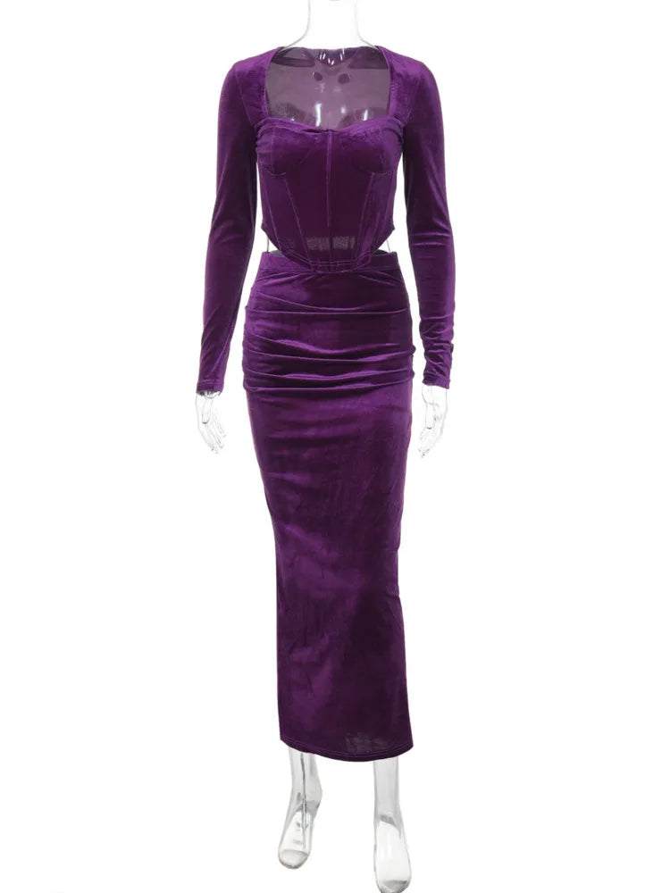 Skirt Two Piece Square Collar Long