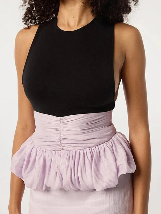 Sleeveless Ruffle Top Pullover Vest Patchwork