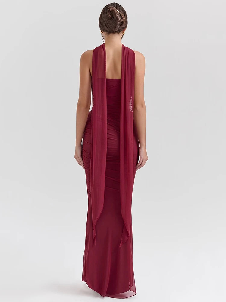 Wine Red Two Piece Sets Neckerchief