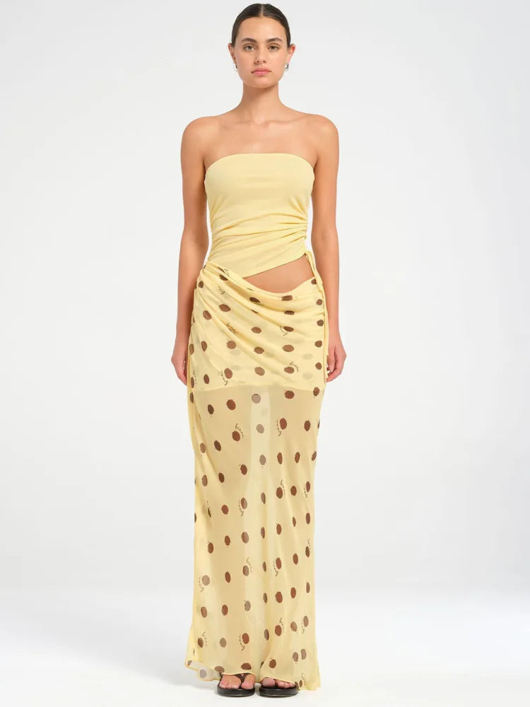 Patchwork Polka Dot Maxi Dress Gown