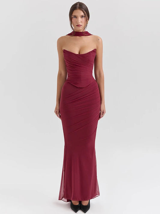 Wine Red Two Piece Sets Neckerchief