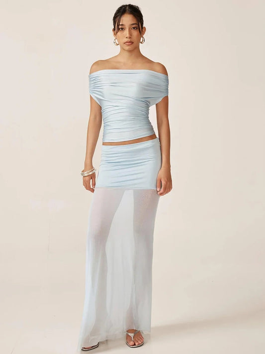 Dress Off-shoulder Backless Crop And Maxi