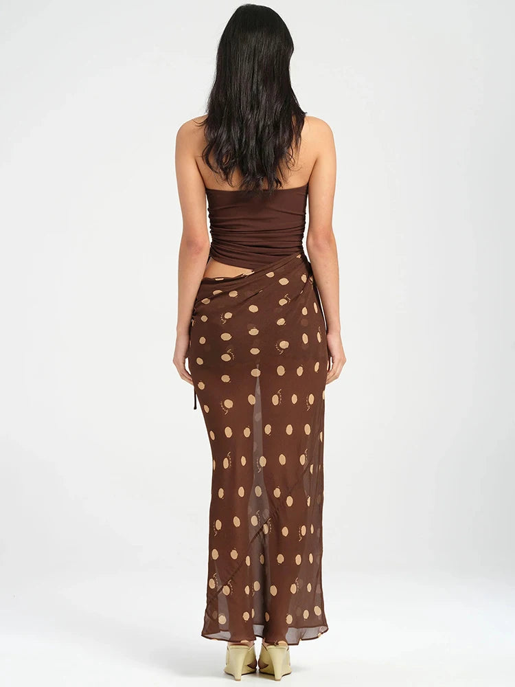 Patchwork Polka Dot Maxi Dress Gown